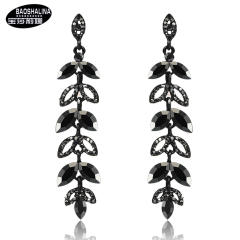 Luxury pave setting rhinestong glass crystal dangle earrings