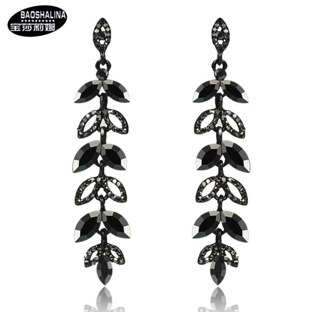 Luxury pave setting rhinestong glass crystal dangle earrings