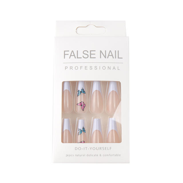 Sweet blue red butterfly women false nails