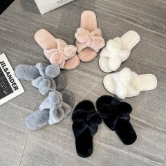 Fluffy bunny ear slippers
