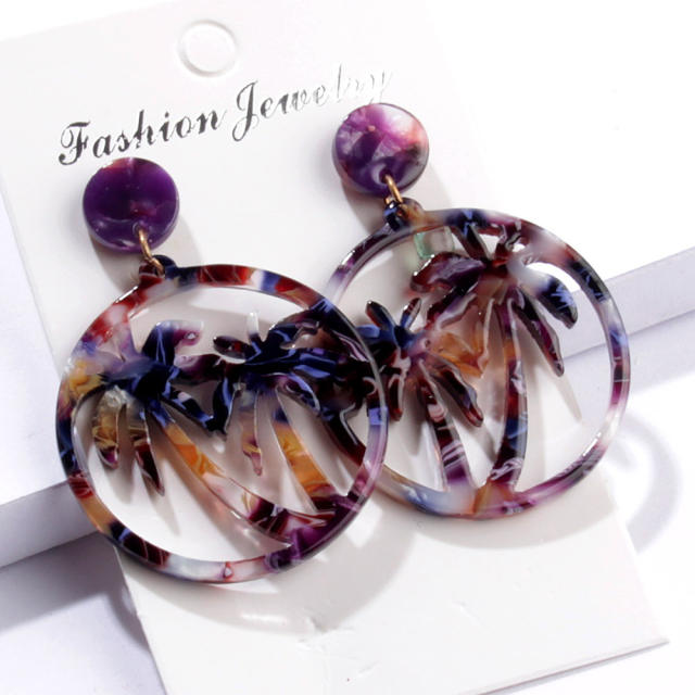 Creative summer coconut acetate plate round earrings