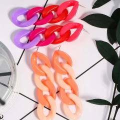 INS candy color acrylic chain dangle earrings