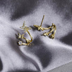 Cubic zirconia diamond butterfly ear cuff