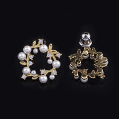 Pearl beaded ring clip on earrings
