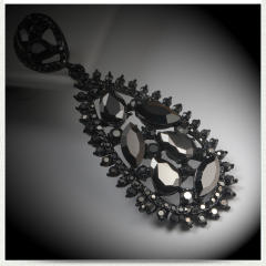 Black color diamond drop earrings