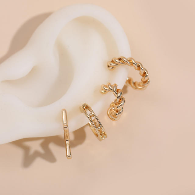 Five-pointed star alloy ear cuff 4 pcs set