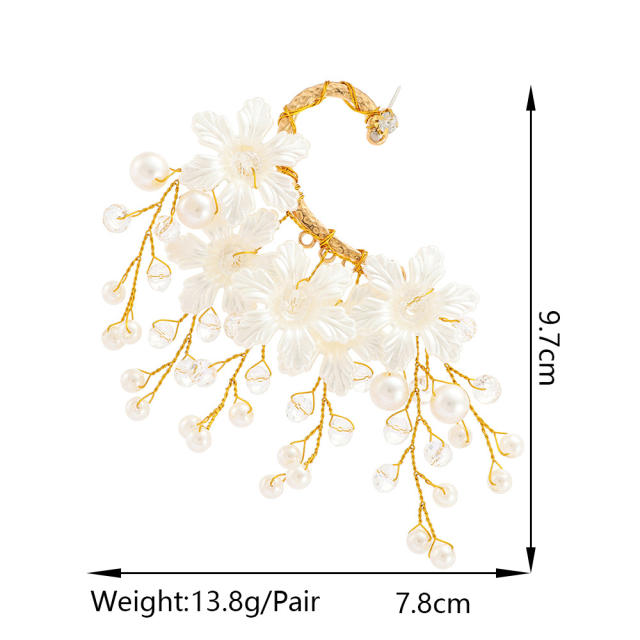 Elegant white bloom flower ear wrap