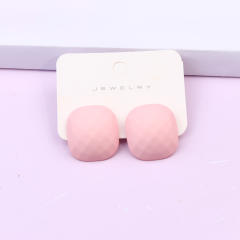 Concise candy color square shape ear match ear studs