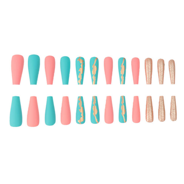 Contrast color false nails