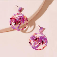 Creative summer coconut acetate plate round earrings