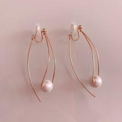 Pearl dangle earrings clip on earrings