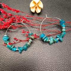 Natural crystal boho hoop earrings