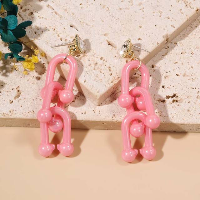 Candy color acrylic chain earrings
