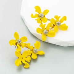 Boho color flower triangle shaped ear studs