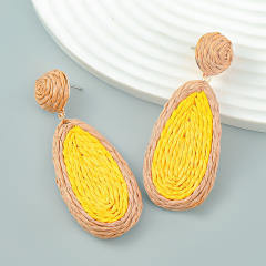 Natural summer straw drop earrings