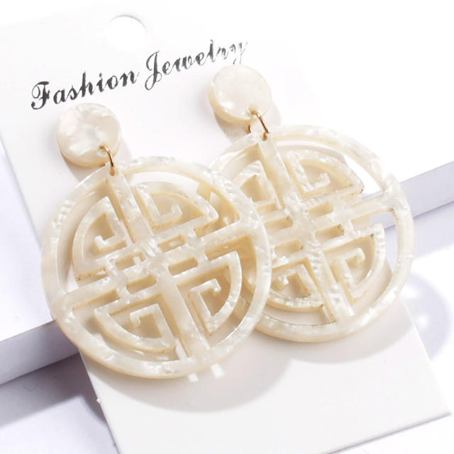 Chinese style graceful personality acetate plate earrings