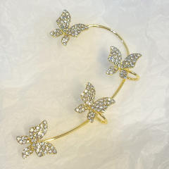 Rhinestone shiny butterfly ear wrap