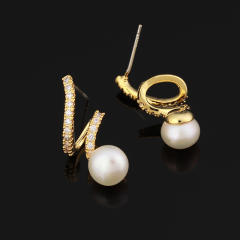 Freshwater pearl CZ clip on earrings