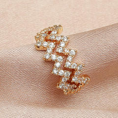 Diamond wave two layer ear cuff