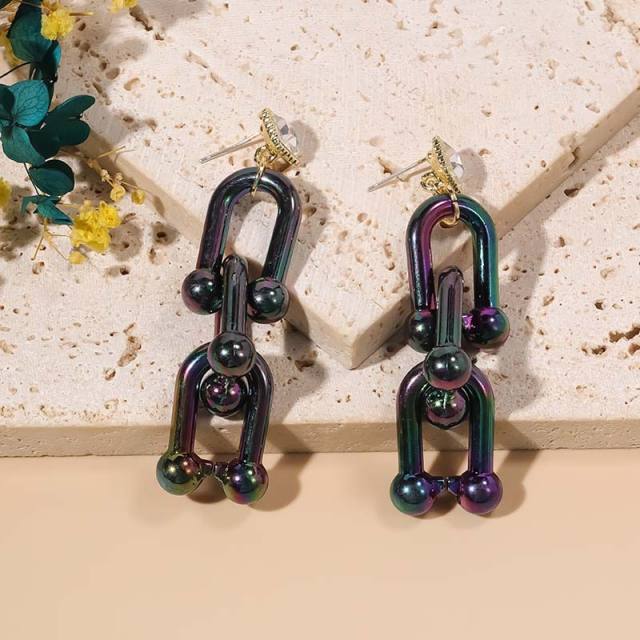 Candy color acrylic chain earrings