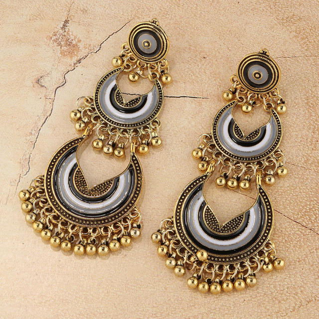 Vintage hollow metal tassel jhumka earrings