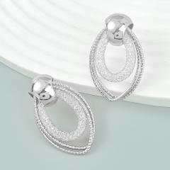 INS geometric oval shape ear studs