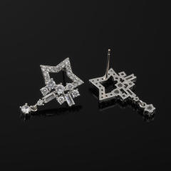 Diamond star drop earrings clip on earrings