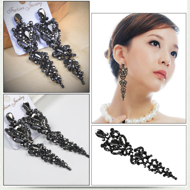 Luxury all black dangle earrings