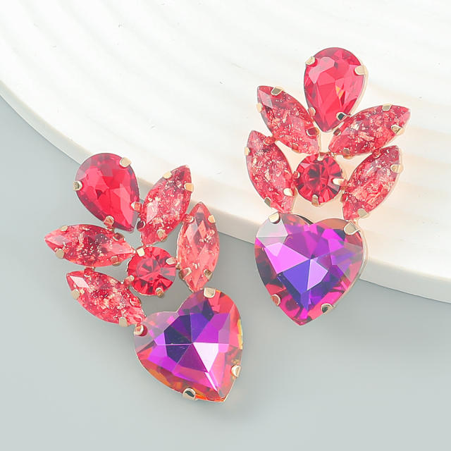 Colorful glass crystal statement earrings