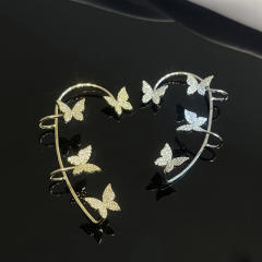Rhinestone shiny butterfly ear wrap