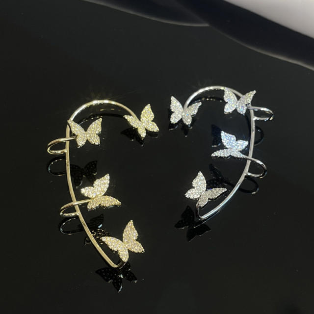 Rhinestone shiny butterfly ear wrap