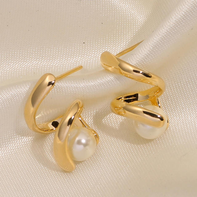 925 sterling silver needle pearl clip on earrings