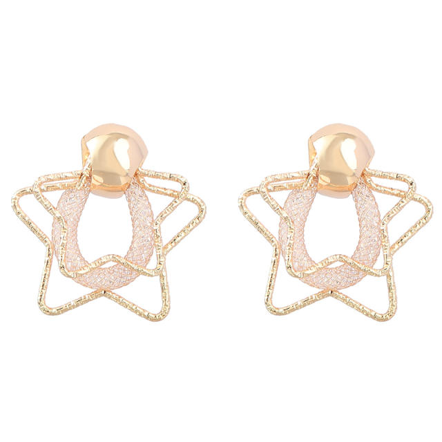 INS personality hollow star metal ear studs