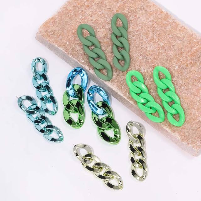 INS personalized electroplated UV acrylic chain earrings