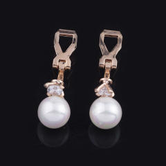 Cubic zirconia pearl clip on earrings