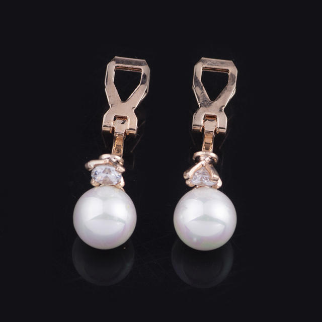 Cubic zirconia pearl clip on earrings
