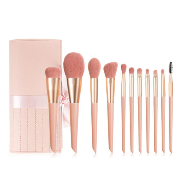11pcs pink color makeup brushes set