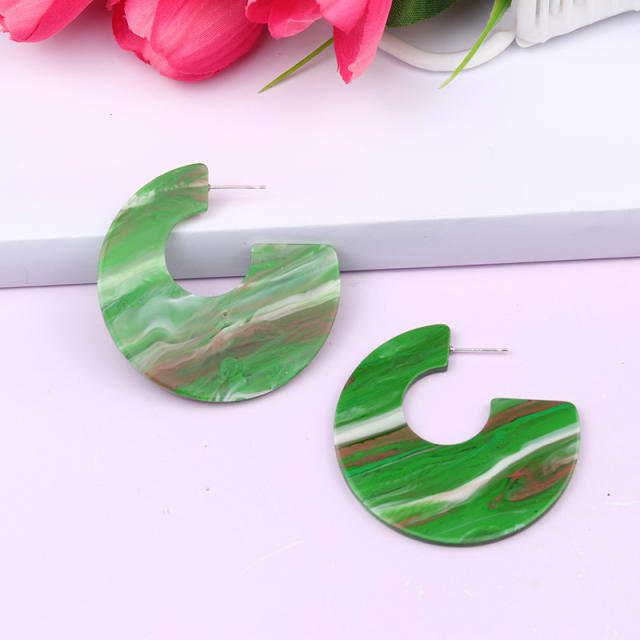 12 color acrylic open hoop acrylic earrings