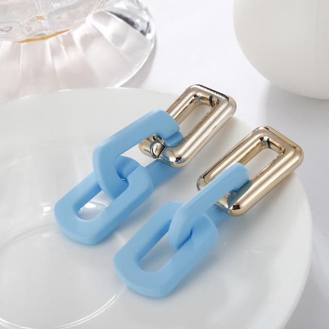 Occident fashion resin chain contrast color earrings