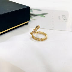Cubic zirconia diamond double layer ear cuff