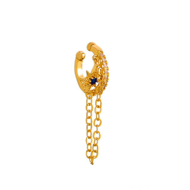 Diamond star chain tassel ear cuff