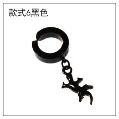 Black titanium steel unisex ear clip