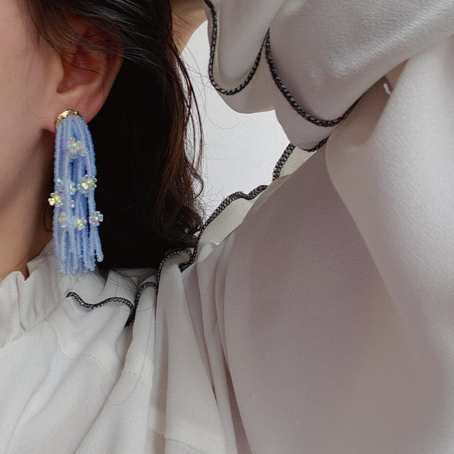 Creative beaded tassel flower magic earrings for women