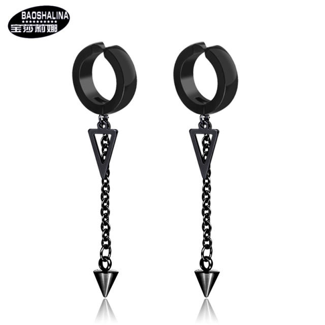Black triangle titanium steel tassel ear clip