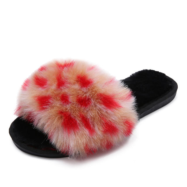 Color polka dots fluffy slippers
