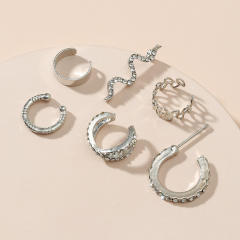 6pcs set diamond snake ear cuff