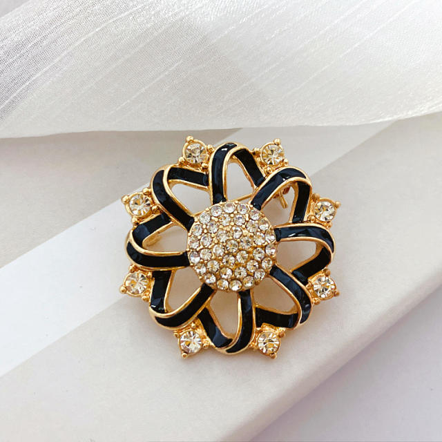 925 needle color enamel diamond ear studs brooch