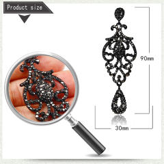 Vintage hollow design all black dangle earrings for women