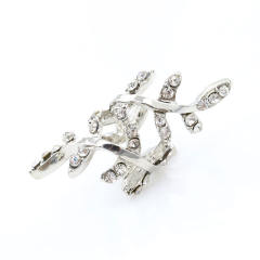 Rhinestone leaf ear cuff
