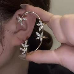 Rhinestone leaf design ear wrap